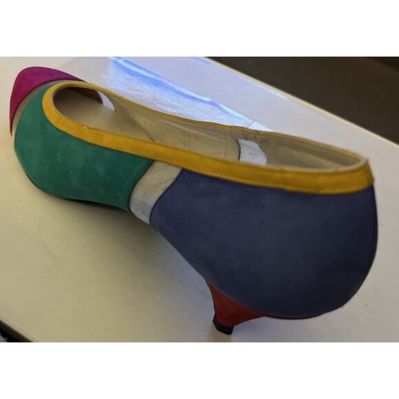 Stuart Weitzman Women's 8.5M Multicolor Suade Leather Pumps 3” Heel - Picture 4 of 15